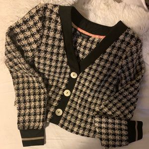 Zara Top : checkered pattern and tweed